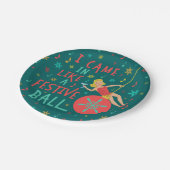 Grappig kerstrecro Woman op feestelijke kerstbal Papieren Bordje (Gekanteld)