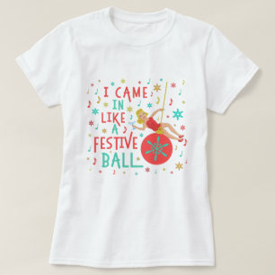 Grappig kerstrecro Woman op feestelijke kerstbal T-shirt