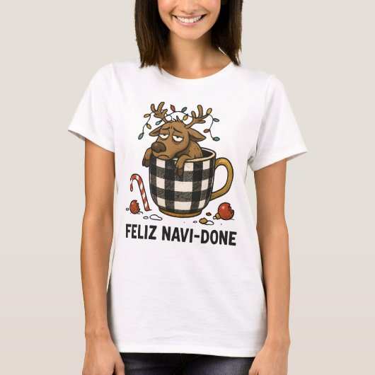 Grappig Kerstrendier Feliz Navi-Done T-shirt (Voorkant)