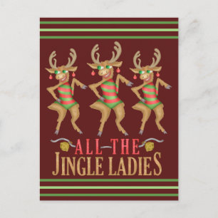 Grappig kerstrendiertje Alle dames van de Jingle Briefkaart