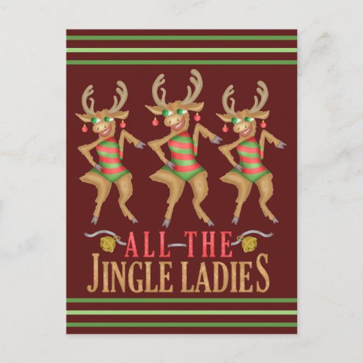 Grappig kerstrendiertje Alle dames van de Jingle Briefkaart (Voorkant)