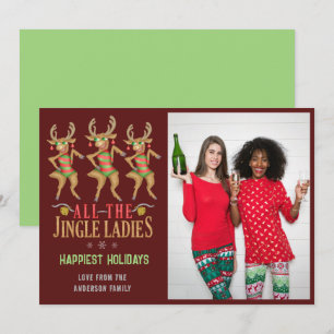Grappig kerstrendiertje Alle dames van de Jingle Feestdagenkaart