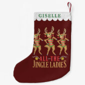 Grappig kerstrendiertje Alle dames van de Jingle Kleine Kerstsok (Achterkant)