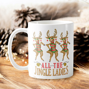 Grappig kerstrendiertje Alle dames van de Jingle Koffiemok