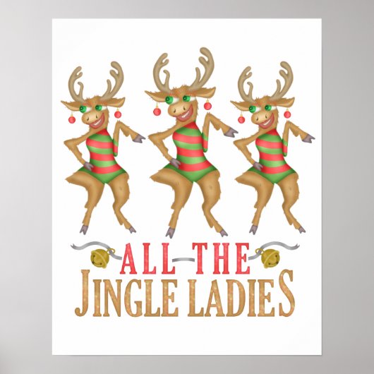 Grappig kerstrendiertje Alle dames van de Jingle Poster (Voorkant)