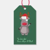 Grappig kerstrendiertje cadeaulabel (Achterkant)