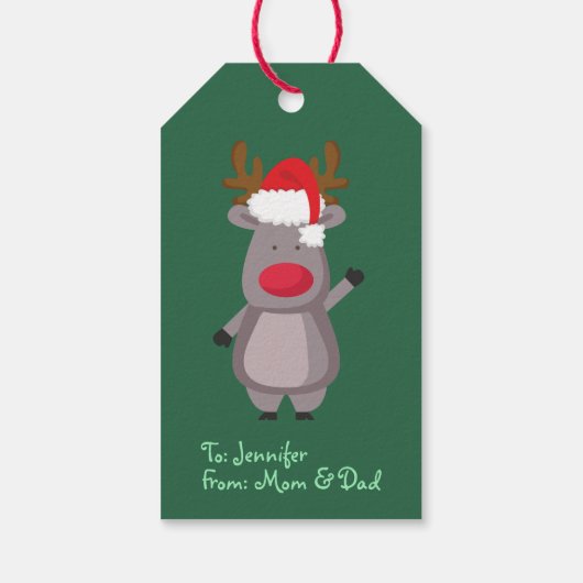 Grappig kerstrendiertje cadeaulabel (Achterkant)