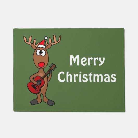Grappig kerstrendiertje met gitaardeuren deurmat (Voorkant)