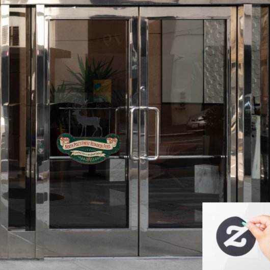 Grappig kerstrendiervoer raamsticker (Kantoordeur)