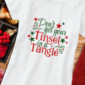 Grappig kerstrood-groene tinselcitaat Tri-Blend shirt