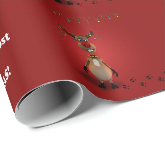 Grappig kerstrood met neus rendier cadeaupapier (Rol Hoek)