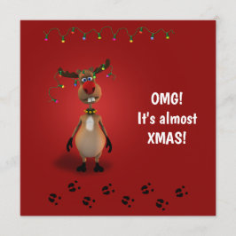Grappig kerstrood met neus rendier kaart
