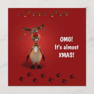 Grappig kerstrood met neus rendier kaart