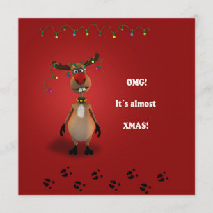 Grappig kerstrood met neus rendier kaart