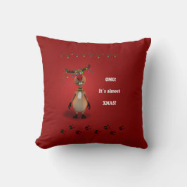Grappig kerstrood met neus rendier kussen