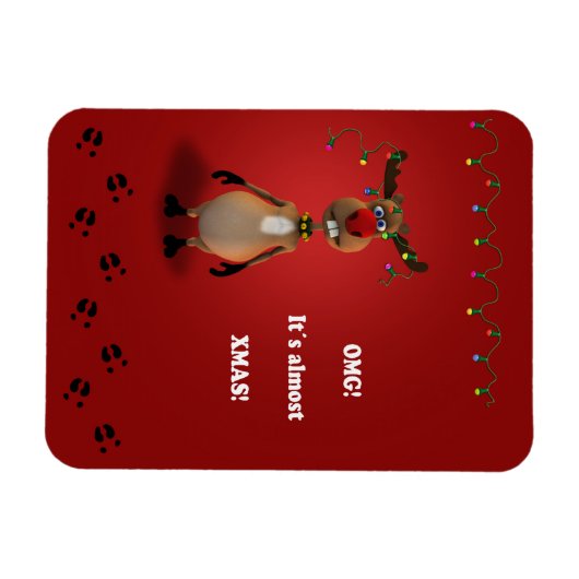 Grappig kerstrood met neus rendier magneet (Horizontaal)