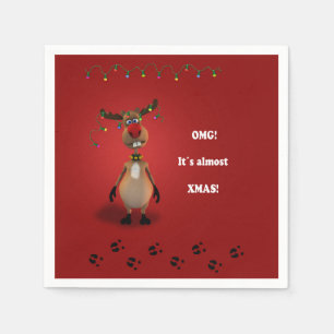 Grappig kerstrood met neus rendier servet