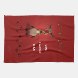 Grappig kerstrood met neus rendier theedoek