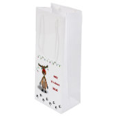 Grappig kerstrood met neus rendier wijn cadeautas (Voorkant Gekanteld)