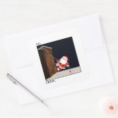 Grappig kerstrotsen, klimmen op feestdag, cadeautj vierkante sticker (Envelop)