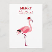 Grappig kerstroze flamingo Bird met Santa Hat Feestdagenkaart (Voorkant)