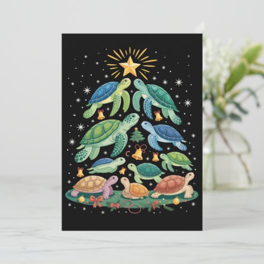 Grappig Kerstschildpad Geschenk Schildpad Kerstboo Kaart (Staand voorkant)