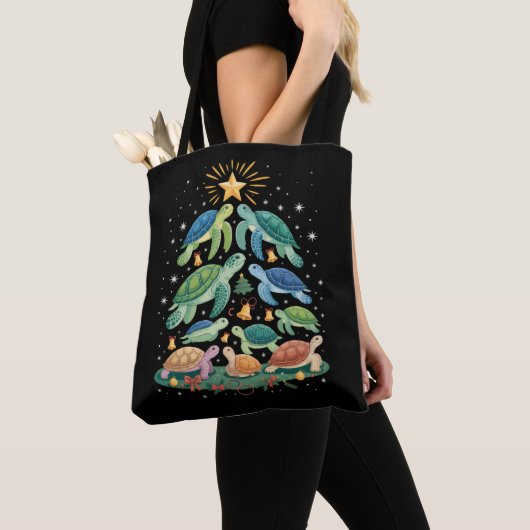 Grappig Kerstschildpad Geschenk Schildpad Kerstboo Tote Bag (Dichtbij)
