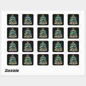 Grappig Kerstschildpad Geschenk Schildpad Kerstboo Vierkante Sticker (Vel)