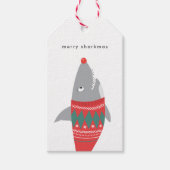 Grappig kerstSharkGift-Label Cadeaulabel (Voorkant)