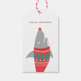 Grappig kerstSharkGift-Label Cadeaulabel