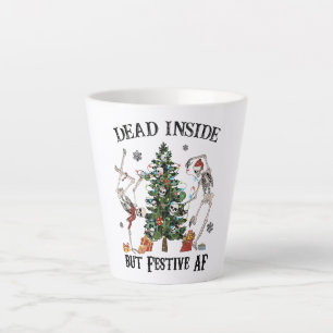 Grappig kerstskelet - dood van binnen maar feestel latte mok