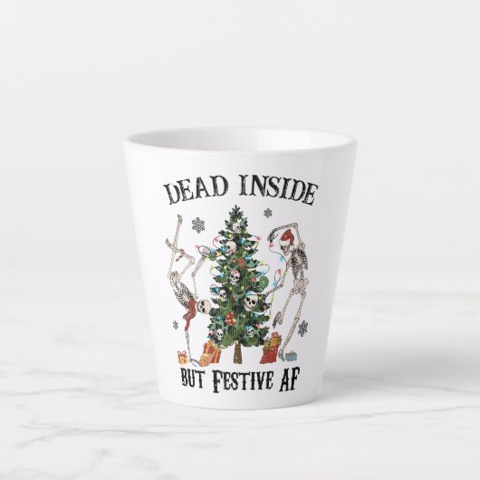 Grappig kerstskelet - dood van binnen maar feestel latte mok (Voorkant)