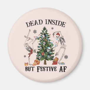 Grappig kerstskelet - dood van binnen maar feestel magneet