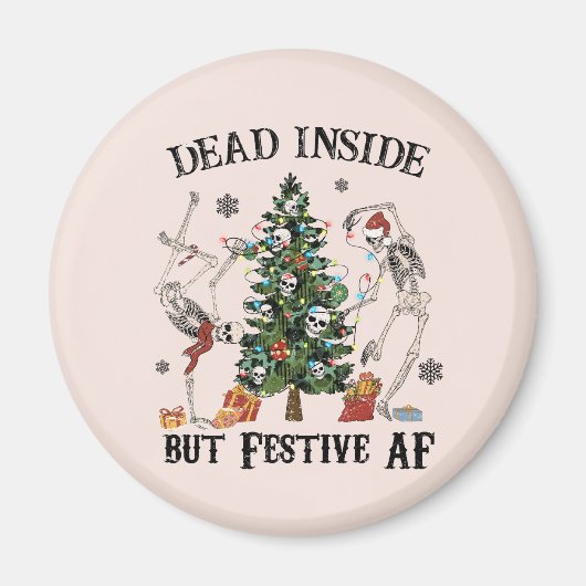 Grappig kerstskelet - dood van binnen maar feestel magneet (Voorkant)