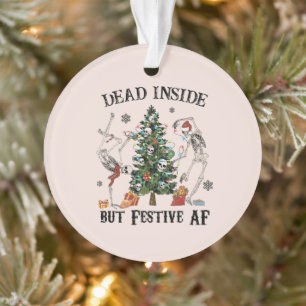 Grappig kerstskelet - dood van binnen maar feestel ornament