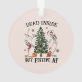 Grappig kerstskelet - dood van binnen maar feestel ornament (achterkant)