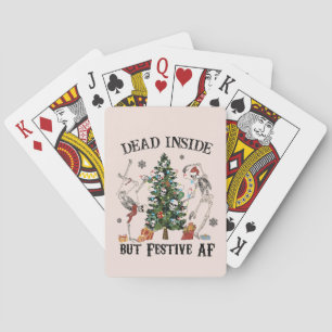 Grappig kerstskelet - dood van binnen maar feestel pokerkaarten