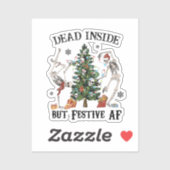 Grappig kerstskelet - dood van binnen maar feestel sticker (Vel)