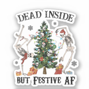 Grappig kerstskelet - dood van binnen maar feestel sticker