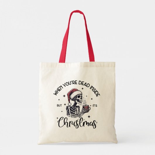 Grappig Kerstskelet en Quote Tote Bag (Achterkant)