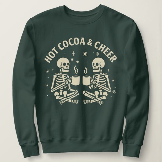 Grappig Kerstskelet – Hot Cocoa & Cheer Trui (Design voorkant)