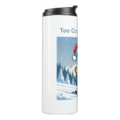 Grappig Kerstskelet op Ski's Thermosbeker (Gedraaid links)