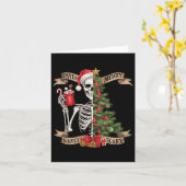 Grappig Kerstskelet Sorta Merry Sorta Scary T Kaart (Gele Bloem)
