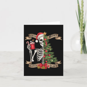 Grappig Kerstskelet Sorta Merry Sorta Scary T Kaart