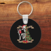 Grappig Kerstskelet Sorta Merry Sorta Scary T Sleutelhanger (Voorkant)