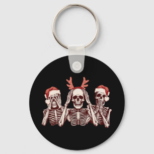 Grappig Kerstskelet Zien Horen Spreken Geen Kwaad Sleutelhanger