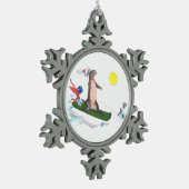 Grappig kerstsnowboarding Otter Holiday Design Tin Sneeuwvlok Ornament (Links)