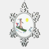 Grappig kerstsnowboarding Otter Holiday Design Tin Sneeuwvlok Ornament (Rechts)