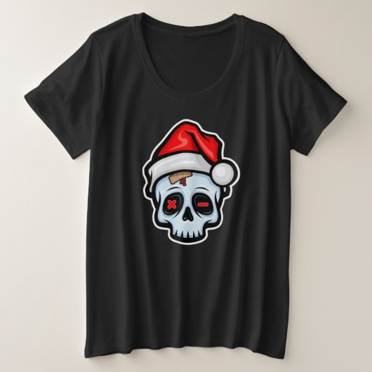 Grappig kerstsschedel, Cartoon stijl Grote Maat T-shirt (Design voorkant)