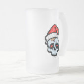 Grappig kerstsschedel, Cartoon stijl Matglas Bierpul (Voorkant rechts)